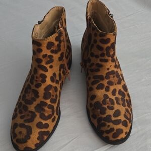 Leopard Print Ankle Booties - Brown Animal Print Booties